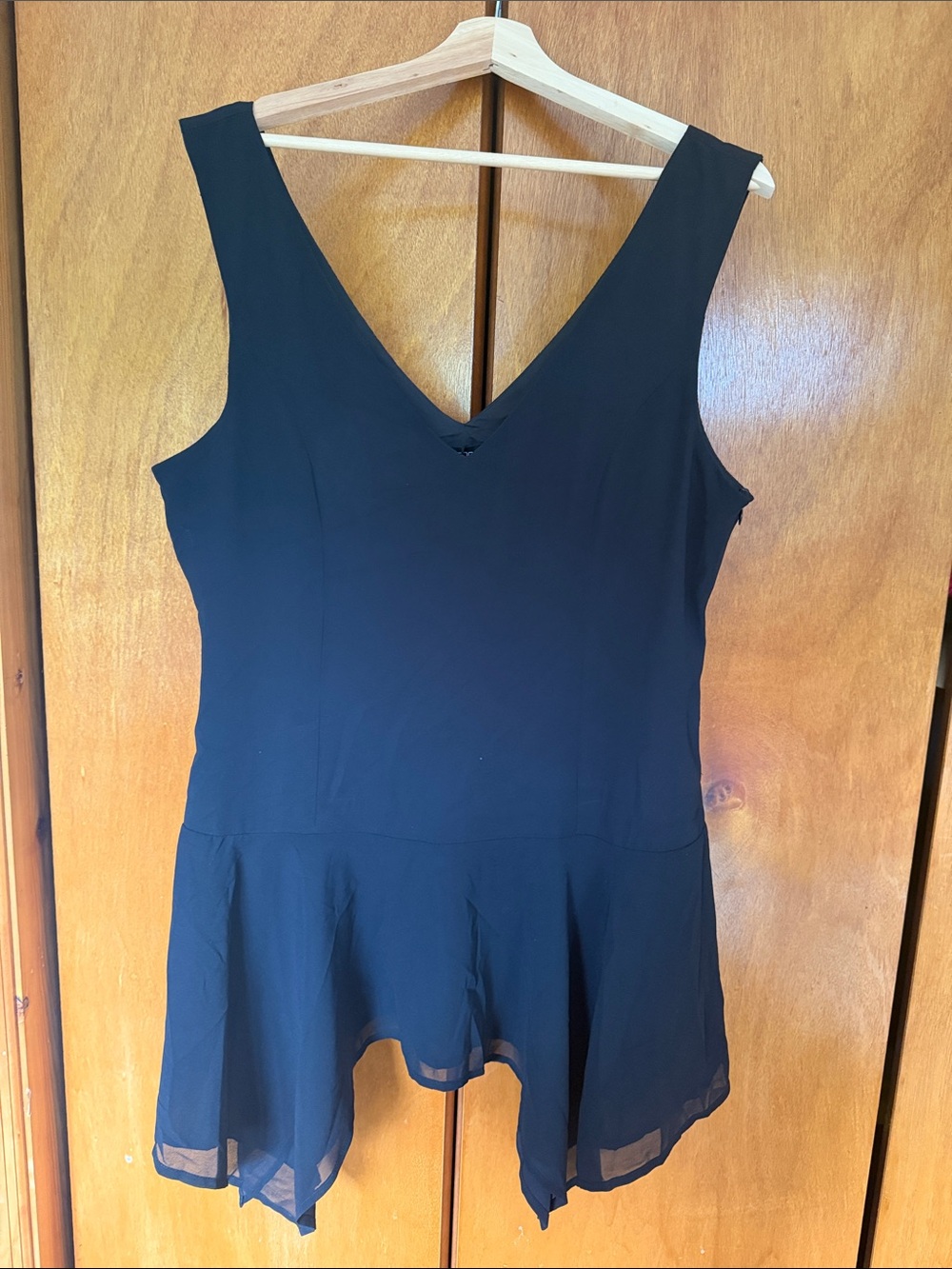 Women's Black V-Neck Flowy Tank Dress